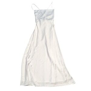 Show Me Your Mumu White Satin Maxi‎ Slip Dress XXS Spaghetti Strap Cross Back